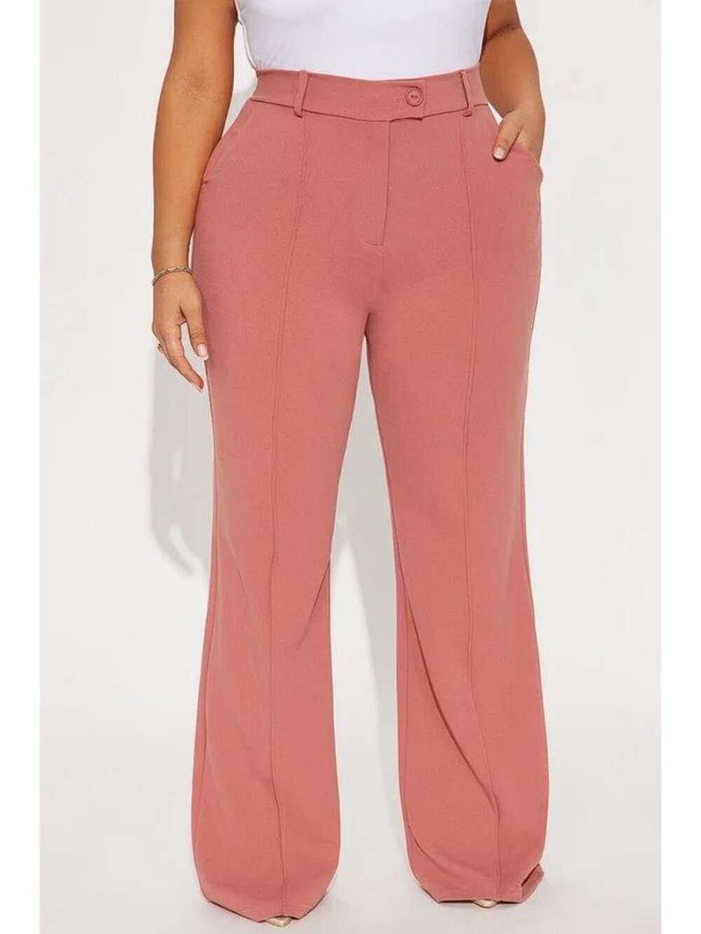 FASHION NOVA Women's Heidi Wide Leg Trouser Pant Size 1X in Rose